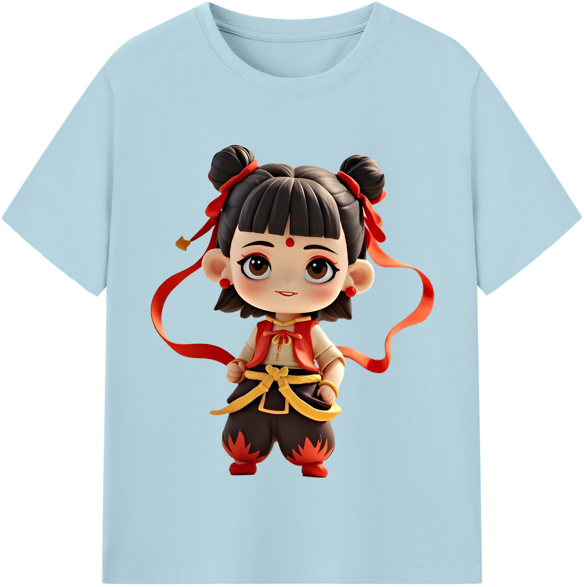 （画像用） Ne Zha 2 ナタ 魔童の大暴れ 綿100％半袖Tシャツ（フロントプリント）